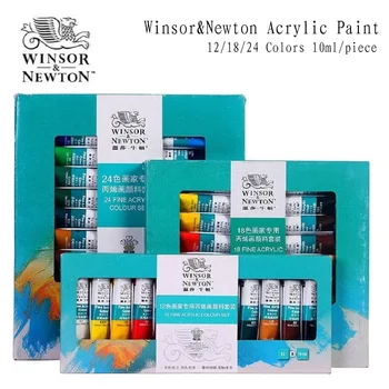 Winsor&Newton 12/18/24 Barve fino Akrilno Barvo Barve Nastavite Risanje ustvarjalce 10 ml/cev