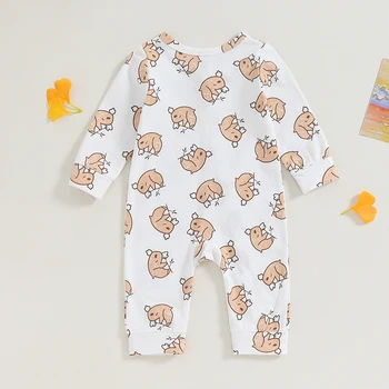 Baby Toddler Zadrgo, igralne obleke Lenivec Tiskanja Dolgimi Rokavi Jumpsuit Hlače za Novorojenega Dojenčka Lepe Obleke