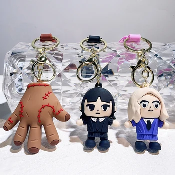 Sreda Addams Stvar 3D Silikonski Keychain Za Ženske, Moške Lutka Obesek Dekoracijo Torba za Pribor Keyring Darila