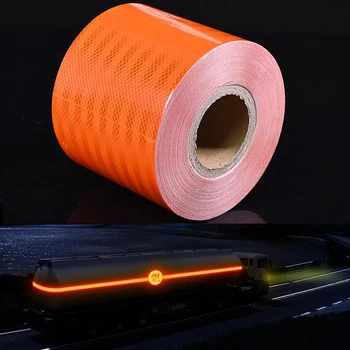 15 cm*5m Oranžna PET Odsevni Trakovi Proti Trčenju Opozorilni Trakovi Vodoodporno Samolepilni Reflektorji Nalepke Za tovorni Promet