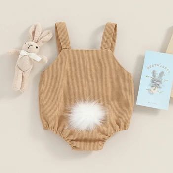 Za Malčke Baby Girl Boy Velikonočni Obleke Brez Rokavov Trak Romper Velvet Zajček Bodysuit