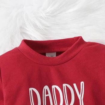 Malčka Baby Dekle valentinovo Obleko Očka je Moj Valentine Majica in Flare Hlače Nastavite Srce Ljubezni Oblačila
