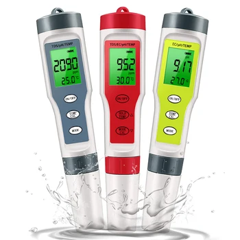 PH Meter Nepremočljiva PH/TDS/ES/Temp Meter Digitalni Kakovosti Vode Monitor Tester z Ozadja za Bazeni Pitne Vode Akvarijih