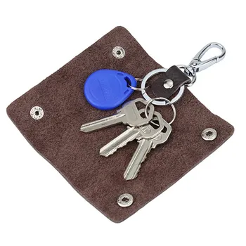 Usnje Dvojno Snap Ključa Imetnika Vrečke Key Ring Organizator Dodatki, Ročno Priročen Prenosni Preprost Barva Ključa Imetnika