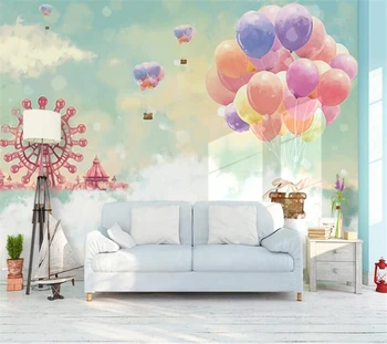 wellyu 3d ozadje romantično ferris wheel balonom sky city poročno sobo, otroci soba v ozadju stene 3d ozadje