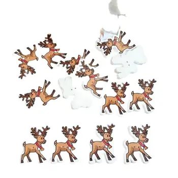 40 kos/veliko Božič jelena Gumbi 2 Luknjo Šivanje Flatback Scrapbooking Barvanje Lesenih Gumbi dekorativni Dodatki