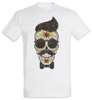 Sladkor Lobanje Hipster T Shirt Holi Tatoo Tattooist Headshot Lobanje Mehiki, Latinski