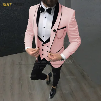 2023 Najnovejši moška Obleka Za Poroko Prilagojene Slim Fit Elegantno Jopič Telovnik, Hlače, 3 Kosi, Formalno Stranko Moški Modni Kostumi
