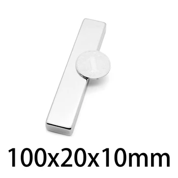 1/2PCS 100x20x10mm Močan Blok Magneti N35 Super Neodymium Magnetom 100mmx20mmx10mm Stalno NdFeB Magneti 100*20*10 mm