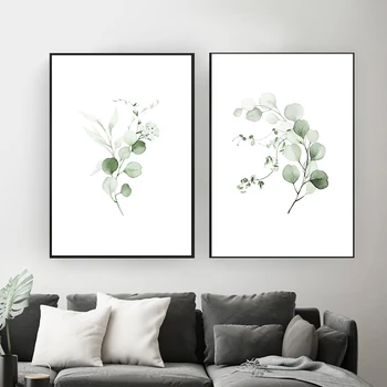 Zelena Rastlina, Listi, Plakat Tiskanja Wall Art Platno Slikarstvo Botanični Eucalyptus Sliko za Dnevni Sobi Doma Dekor Dekoracijo