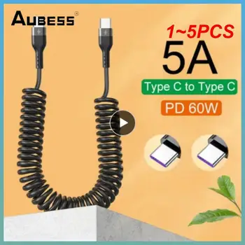 1~5PCS 5A USB Tip C Podatkovni Kabel Micro USB Pomlad Potegnite Teleskopsko Hitro Polnjenje Kabel Za Telefon Dodatki Avto Cable1m1.5m