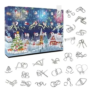 2023 Kovinski Puzzle Igrača Adventni Koledar Kit 24 Dni Božični Adventni Koledar Božično Darilo za Otroke, Najstnike, Odštevanje Koledar