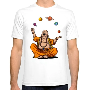 Nove Modne moške Poletne Zen Joga Buda Žongliranje Prostor Planetov Meditacija T-Shirt natisnjeni moški Retro Slog priložnostne Novost