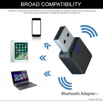 1~5PCS Kebidu Komplet 5.0 Mini Audio USB Sprejemnik Adapter 3.5 Mm Aux Brezžični Glasbeni Stereo za Avto Radio Hands-free