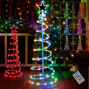 1,8 M RGB Spreminjanje Spirala Božično Drevo Luči Božič Drevo Pokrivalo Star Garland Svetlobo na Prostem Spiralno Drevo Svetlobe Dekor