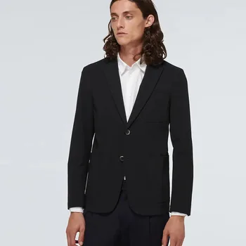 Moške Črne Priložnostne Obleko, Plašč Nova Velika Zimski Trend Britanski Modni Stil Lep beloprsi Singl Temperament Suknjič
