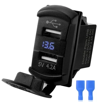 Dvojno USB Rocker Switch Led Digitalni Voltmeter za Hitro Polnjenje Elektronskih Naprav,Univerzalna za Vse 12V-24V Avtomobilov
