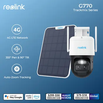 Reolink Trackmix Serije G770 Dual-Objektiv 4G LTE Varnostne Kamere 2K PTZ IP Kamero Podporo Sončno energijo,Auto Tracking,AI Odkrivanje