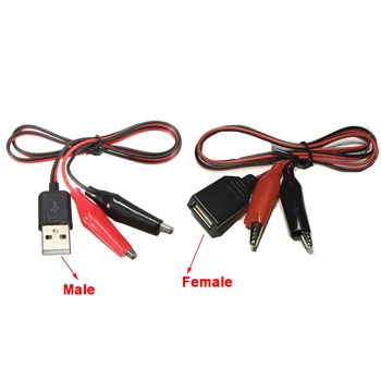 Aligator Test Posnetke Objemka za USB Moški/Ženski Konektor za Napajanje Adapter Žice 58 cm Kabel Rdeče in Črno