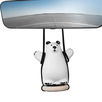 Imeti Avto Swing Mahati Polarni Medved Avto Ogledala Auto Swing Notranja Oprema Smešno Živali Avto Rearview Mirror Visi