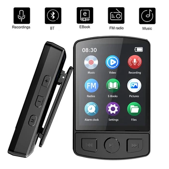 Šport Bluetooth MP3 Predvajalnik Prenosni Posnetek Mini Glasbe Walkman Z Zaslonom Podpira Snemanje FM Radio Budilka E-knjige Vgrajen Zvočnik