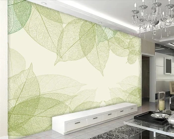 beibehang po Meri velikih ozadje enostavno 3d sodobno minimalistično zelenih listov veno ozadju stene papirjev doma dekor de papel parede