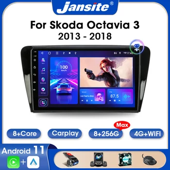 Jansite 2 Din Android 11 Avto Radio SKODA Octavia 3 A7 Obdobje 2013-2018 Multimedijski Predvajalnik Carplay RDS Samodejno DVD Stereo FM QLED Zaslon