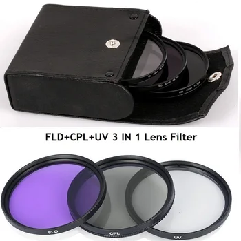 49 MM 52 MM 55MM 58MM 62MM 67 MM 72 MM 77MM UV+CPL+FLD 3 v 1 Objektiv Filter Komplet z Vrečko za Topovi Nikon Sony Pentax Objektiv Kamere