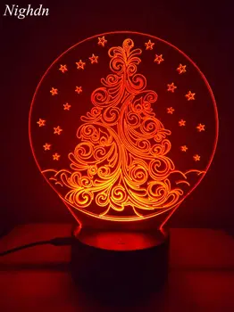 Nighdn Božično Drevo 3D LED Iluzijo Lučka Noč Svetlobe Ob Mizo Dekoracijo 16 Barv Spreminjanje Daljinski upravljalnik Xmas Darila