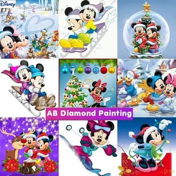 Disney 5d DIY Diamond Risanje karikatur Mickey Mouse polno Rhinrhino navzkrižno šiv kit Kvadratni krog diamond vezenje