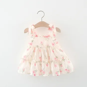 Poletje Moda Baby Girl Oblačenja Pisane Sladko Cvetje Otroci Oblačila Tanke Udobno Otroci Obleke 0 Do 3 Let Toddlers