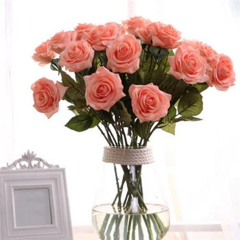 5Pcs 44 cm Umetno Cvetje za Dekoracijo Doma Nevesta Roko Držite Rose Ponaredek Cvetje, Poročni Dekor