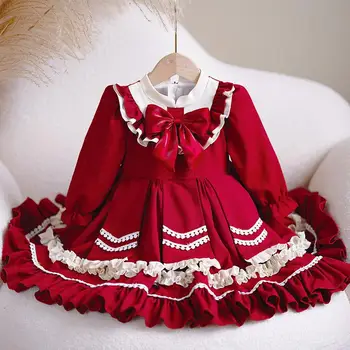 2024 španski Božič Obleko za Deklice Baby Dekle iz Enega kosa Božič Obleke Otrok Lolita Princess Party Obleke Otroci Vestidos