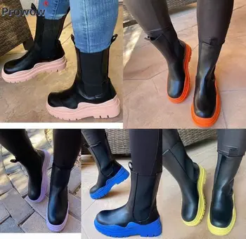 2023 Jeseni, Pozimi Chelsea Ženske Škornje Znamke Oblikovalec Chelsea Ženski Platforma Čevlji Modni Osnovne Debel Edini Usnja Bottes 8346