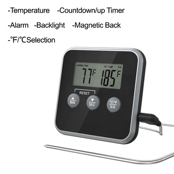 Kuhinja Digitalni Kuhanje Mesa Termometer Temperature Živil Za Peči, BBQ Grill Timer Funkcija s Sondo Toplotni števec za Kuhanje