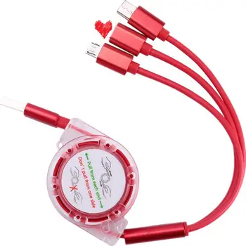 Prenosni Trajne Multi funkcionalne Hitro Kabel za Polnjenje 3 v 1, USB Kabel Zložljive Univerzalni