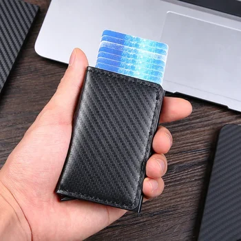RFID anti-theft ščetka samodejno odstraniti kartico bag Ultra-tanek kreditne kartice kovinski kartico vrečko men ' s multi-card denarnice iz ogljikovih vlaken