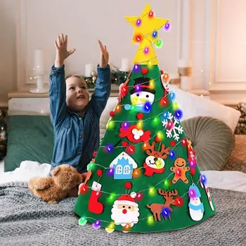Čutiti Božično Drevo Nastavite Smešno DIY Osvetljeno Božično Drevo Za Otrok tridimenzionalni Koledar Pre-Vrtec Počutil Igrača Dobave