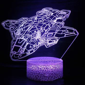 Raketni Noč Lahka 3D Iluzije Lučka LED Nočna 7 Sprememba Barve vesoljsko Ladjo Desk namizne Svetilke Spalnica Dekoracijo Otroci Fantje Darilo