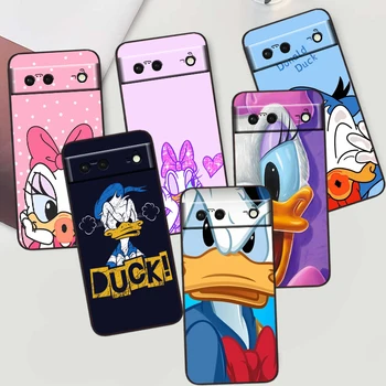Strip Disney Donald Duck Primeru Telefon Za Google Pixel 7A 8 7 6 Pro 5A 6A 5 4 4A XL 5G Mehko Fundas Coque Capa Črni Pokrov