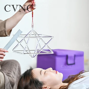 CVNC 8 Palčni Clear Merkaba Kristalno Petje Piramida Čakro, Kremen Visoko Kakovost Zvoka Zdravilne Meditacije z Brezplačno Vrečke