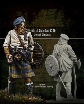 1/24 75 MM Bitki Culloden Častnik Škotski Clansman 75 MM igrača Smolo Model Miniature smolo slika Unassembly Unpainted