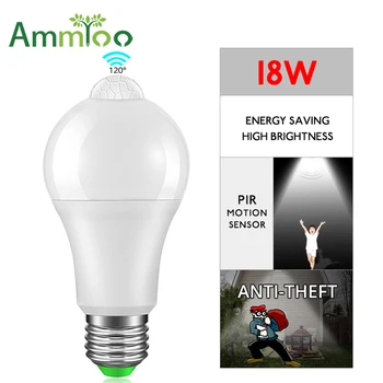 PIR Senzor Gibanja Žarnice E27 12W 15W 18W 20W LED Lučka Auto Smart Ir B22 LED Žarnice za Varčevanje z Energijo Bombillas Verandi Svetlobe