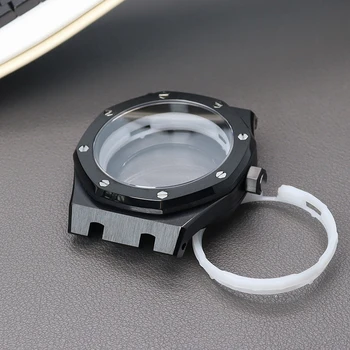 Črna 41mm Moške Watch Primeru Watchband Deli Za Seiko nh36 nh35 Gibanje 31.8 mm Izbiranje Sapphire Kristalno Steklo Mod 10ATM Nepremočljiva