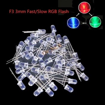 50pcs/veliko F3 3 mm Hitro/Počasi RGB Flash Rdeča Zelena Modra Mavrica Multi Color Light Emitting Diode Okrogle LED Full Color