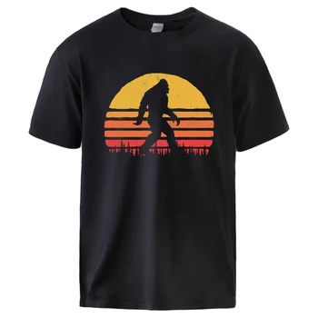 Retro Bigfoot Silhueto Sonce Tshirts Človek Priložnostne Šport Kratek Rokav Vrh 2020 Človek 100% Bombaž Človek T Priložnostne srajce Moda Tee