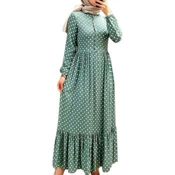Eid Abayas Ženske Muslimansko Obleko Kimono Khimar Dot Tiskanja Hidžab Obleke Tam Kaftan Kebaya Ramadana Abaya Jilbab Dolgo Haljo Islam Oblačila