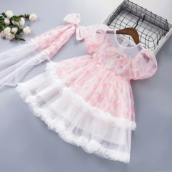 Dekleta Obleke Poletje 2024 Otrok Princesa Formalno Obleko Za Otroka od 2 do 7 Let svate Oblačila Otroci Čipke Srčkan Kopalke