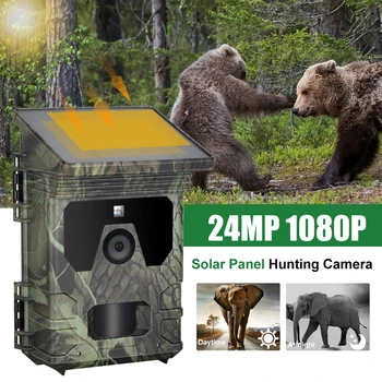 Sončna Pot Fotoaparat 24MP 1080P Sončne Energije Lovska Kamera Ir Nočno opazovanje divjih živali Observation Camera Video, Foto Diktafon