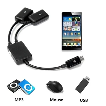 Dvojno Mikro USB OTG Hub Host Adapter Kabel Za Tablični RAČUNALNIK In Pametni Telefon